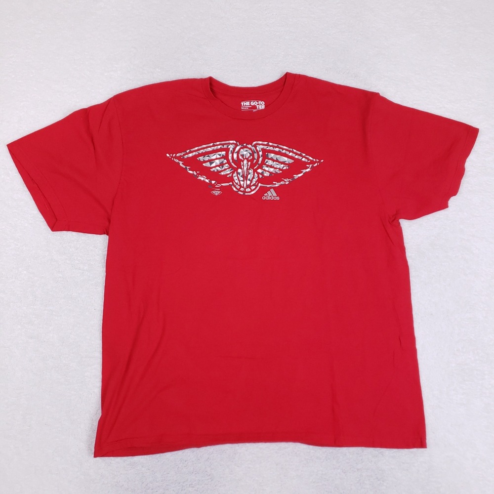 Adidas New Orleans Pelicans Shirt Mens‎ 2XL Red Graphic Tee NBA Basketball Logo